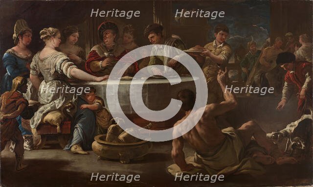 Dives and Lazarus, 1680. Creator: Luca Giordano.