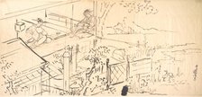 Two Courtesans Enjoying the View from a Teahouse. Creators: Utagawa Kunisada, Ichiransai Kunitsuna.