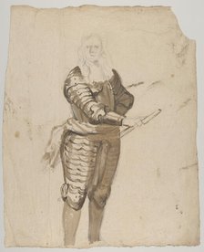 Study of a Standing Commander Holding a Staff; verso..., early 17th-mid 17th century. Creator: Cornelis Schut I.