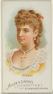 Albani, from World's Beauties, Series 1 (N26) for Allen & Ginter Cigarettes, 1888., 1888. Creator: Allen & Ginter.