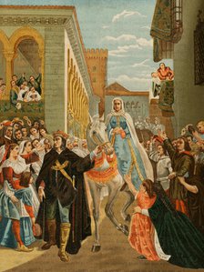 Henry IV of Castile, (1425-1474), the Impotent, presenting his sister Doña Isabella...Segovia, 1890. Creator: Unknown.