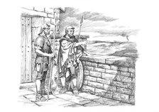 Roman soldiers watching the frontier from Hadrian's Wall, c1985-c2000. Artist: Philip Corke.