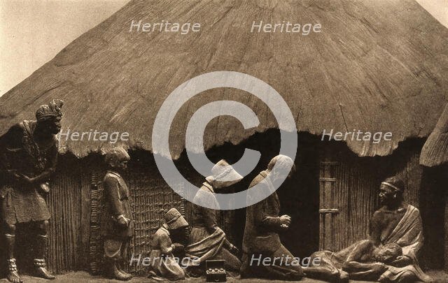 David Livingstone memorial in Blantyre; Livingstone and his family, kneeling and praying..., c1890s. Creator: Unknown.