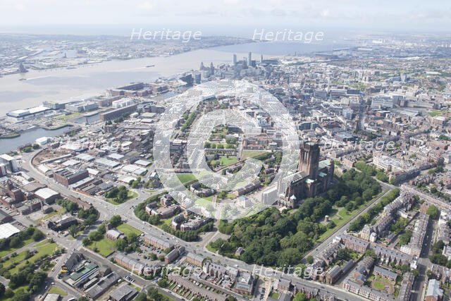 View of Liverpool from the Anglican Cathedral to the River Mersey, 2015. Creator: Historic England.