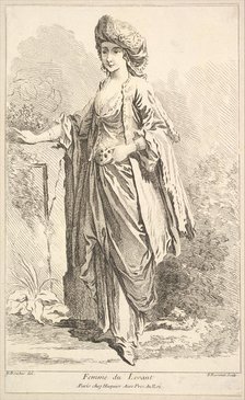 Femme du Levant, from Recueil de diverses fig.res étrangeres Inventées par F. Bouc..., 18th century. Creator: Simon François Ravenet.