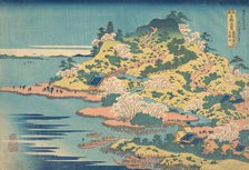 Tenpozan at the Mouth of the Aji River in Settsu Province (Sesshu Ajikawaguchi Tenpozan..., 1827-30. Creator: Hokusai.