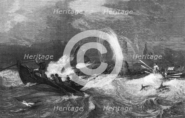 "South Sea Whaling" by Oswald W. Brierly, Exhibition of Water-Colour Drawings, Dudley Gallery, 1868. Creator: W Thomas.