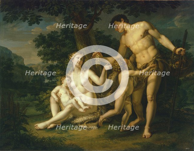 Adam and Eve with Children Under A Tree, 1803. Artist: Ivanov, Andrei Ivanovich (1775-1848)