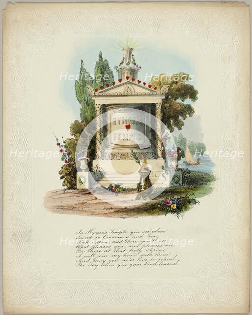 Hymen's Temple (valentine), c. 1843. Creator: Unknown.