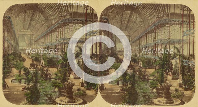 Crystal Palace; General View of The Nave, looking towards the South, taken from the Gallery, 1850s Creator: London Stereoscopic & Photographic Co.