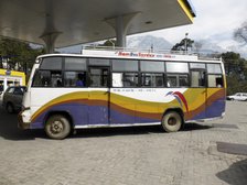 Bus in petrol station at Dharamshala Himachal Pradesh. Creator: Unknown.
