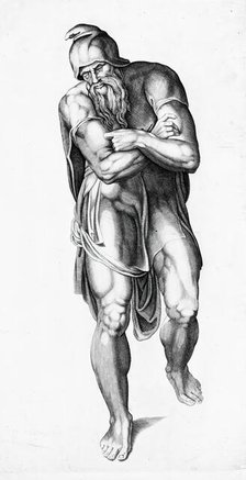 Joseph of Arimathea, between 1540 and 1566. Creators: Nicolas Beatrizet, Michelangelo Buonarroti.