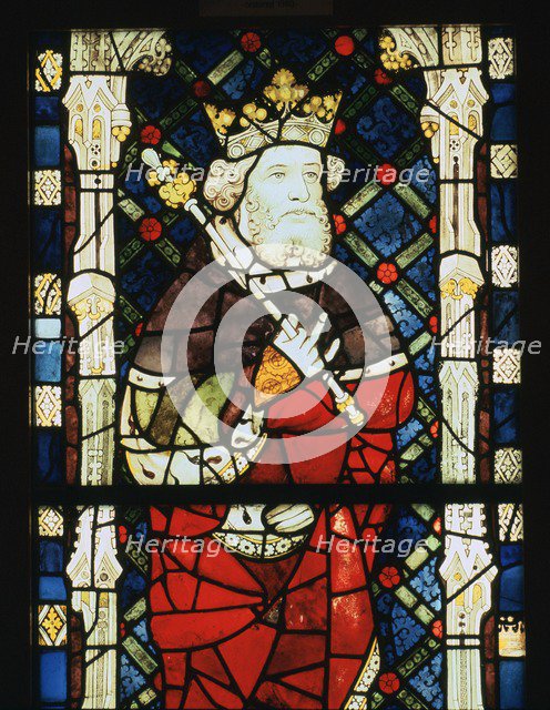 Stained glass window of King Cnut, 15th century. Artist: Unknown