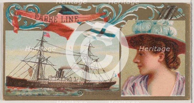 Steamship Burgundia, Fabre Line, from the Ocean and River Steamers series (N83) for Duke b..., 1887. Creator: Unknown.