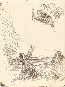 Hagar and the Angel (Agar et l'ange), 1871. Creator: Jean-Baptiste-Camille Corot.