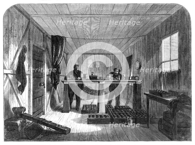 Laying of the Atlantic Telegraph Cable: receiving messages from the Great Eastern...Valencia, 1865. Creator: Unknown.