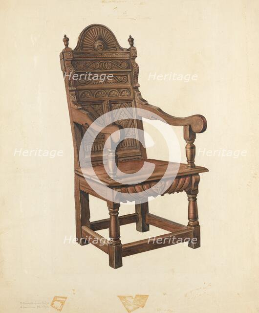 Jacobean Armchair, c. 1940. Creator: Lawrence Phillips.