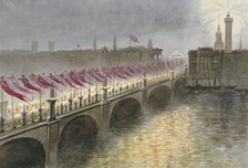 View of London Bridge on the night of the arrival of the Princess Alexandra of Denmark, 1863         Artist: Maul