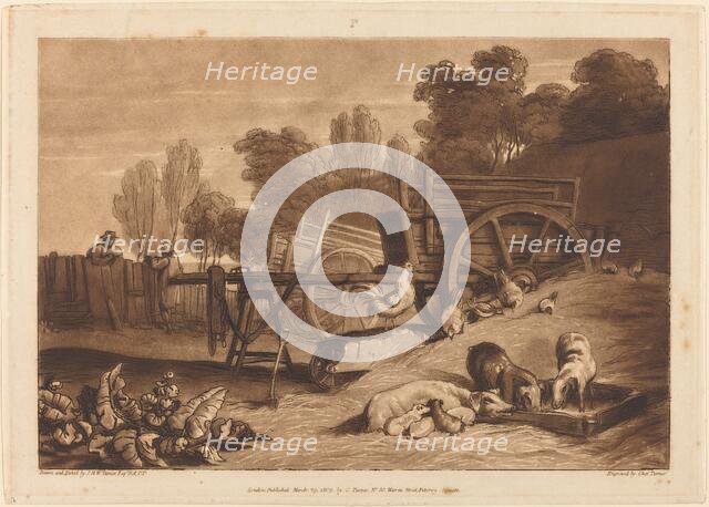 The Farm-yard with the Cock, published 1809. Creator: JMW Turner.