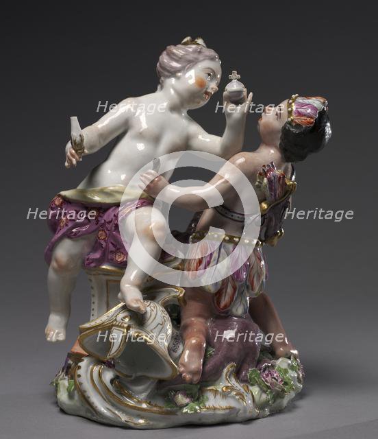 Figure of Europe and America from the Four Continents, c. 1760. Creator: Chelsea Porcelain Factory (British).