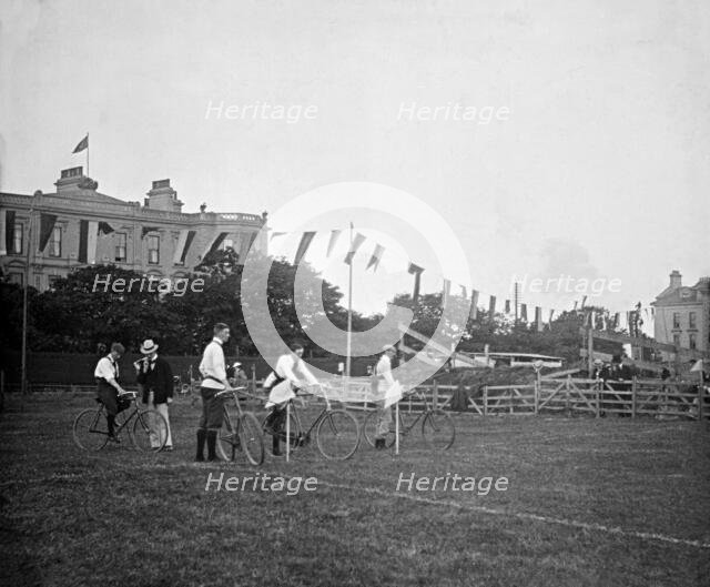 Pedal bicycle race - unknown location, c1900s. Creator: Robert Augustus Henry L'Estrange.