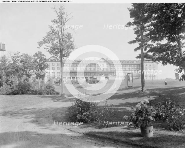 West approach, Hotel Champlain, Bluff Point, N.Y., between 1900 and 1920. Creator: Unknown.