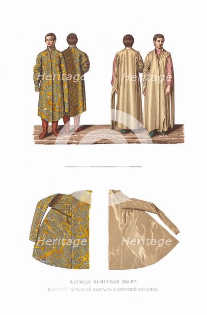 Boyar Clothing of the XVII century. Kaftan. From the Antiquities of the Russian State, 1849-1853. Creator: Solntsev, Fyodor Grigoryevich (1801-1892).