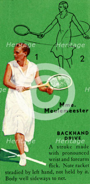 'Mme. Meulemeester - Backhand Drive', c1935. Creator: Unknown.