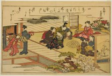 Shell-Matching Game, from the illustrated book "Gifts from the Ebb Tide (Shiohi..., Japan, 1789. Creator: Kitagawa Utamaro.