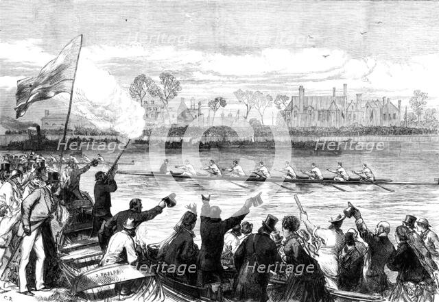 The Universities Boat-Race: Cambridge winning, 1870. Creator: Unknown.