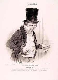 Le Portier en Tournées de Visites du jour de l'An (Silhouettes No. 5), 1841. Creator: Honore Daumier.