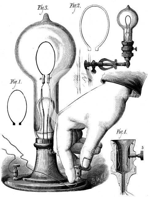 Edison's carbon filament lamp, 1880. Artist: Unknown