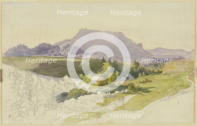 Mountain landscape (near Graz, Styria?), mid-19th century. Creator: Ernst Welker.
