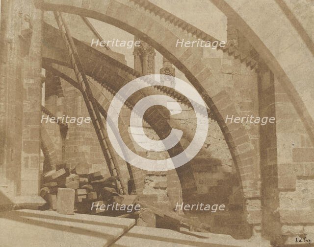 Paris, cathédrale Notre-Dame, les arcs-boutants, ca. 1851. Creator: Henri Le Secq.