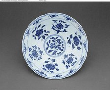 Blue and White 'Floral' Bowl, Ming dynasty (1368-1644), Xuande reign (1426-1435). Creator: Unknown.