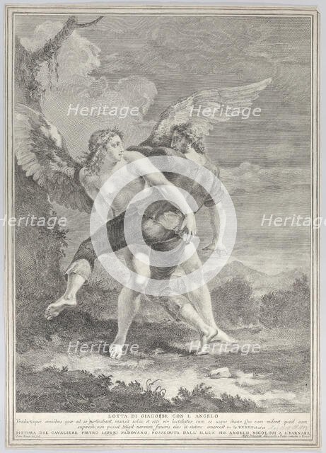 Jacob wrestling the angel, 1730-39. Creator: Pietro Monaco.