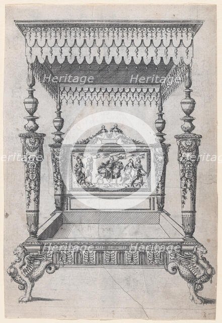 Design for a Four Poster Bed, 1565-70. Creator: Jacques Androuet Du Cerceau.