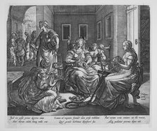 Lucretia and her handmaids spinning, 1537-45. Creator: Antonio Fantuzzi.