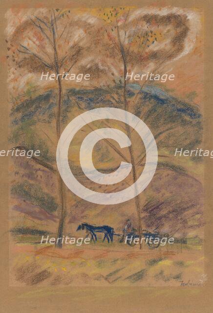 Landscape with a carter, 1934-1940. Creator: Arnold Peter Weisz-Kubincan.