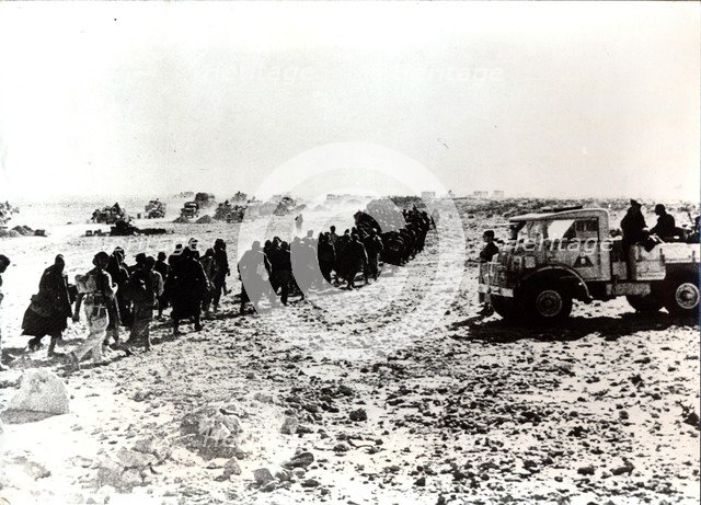 Column of German prisoners, near Tobruk, Libya, World War II, c1941-c1942. Artist: Unknown