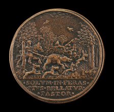 Boar Hunt [reverse], 1667/1682. Creator: Girolamo Paladino.