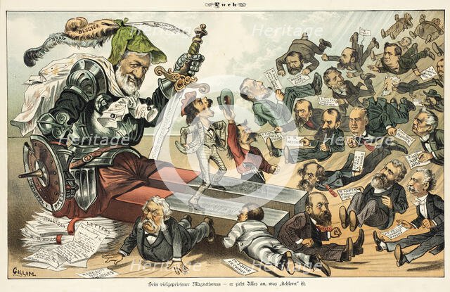 Cartoon from Puck, between 1880 and 1889. Creators: Joseph Keppler, Bernhard Gillam.