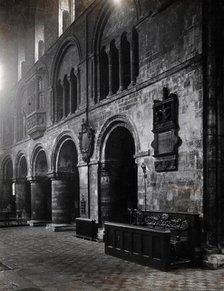 The church of St  Bartholomew the Great: interior view showing the ground arcade..., c1902. Creator: Emery Walker.