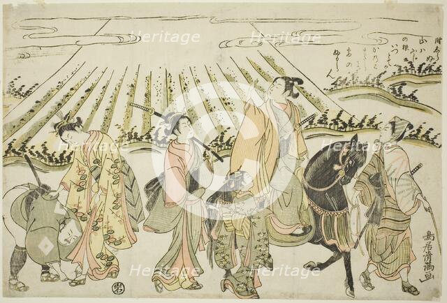 A parody of Narihira's eastern journey, c. 1764. Creator: Torii Kiyomitsu.