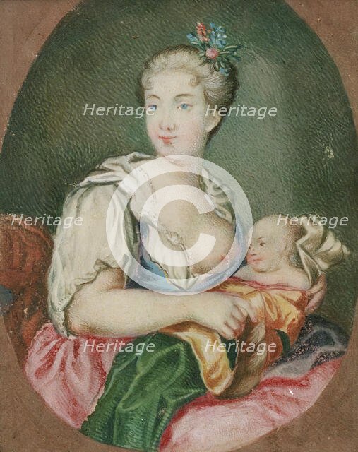 Woman with infant at her breast, c18th century. Creator: Unknown.
