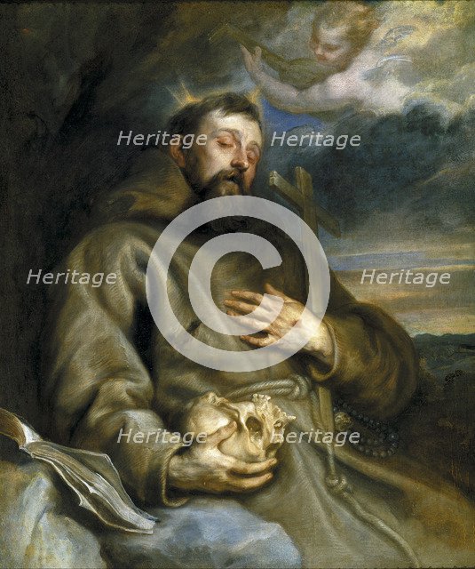 Saint Francis of Assisi in Ecstasy. Artist: Dyck, Sir Anthony van (1599-1641)
