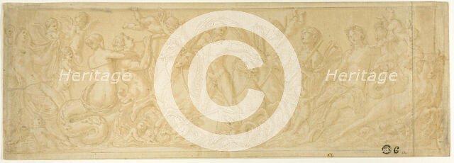 Chariot of Neptune Surrounded by Tritons, Nymphs, and Putti, n.d. Creator: Unknown.