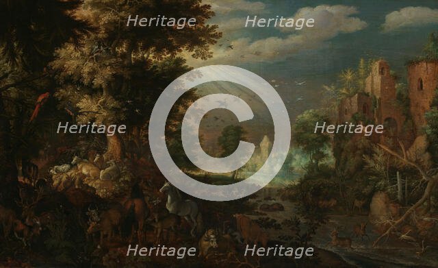 Landscape with Animals and Ruins, c1616. Creator: Roelandt Savery.