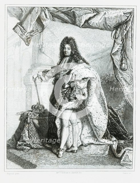 Louis XIV (1638-1715), called the Sun King, engraving from 1853.