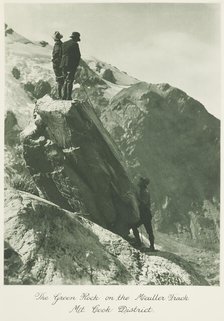 The green rock on the Meuller track, Mt Cook district, 1920s. Creator: Harry Moult.